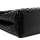 Calfskin Y Quilted Monogram Medium Loulou Chain Satchel Black