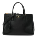 Saffiano Medium Galleria Double Zip Tote Black