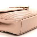 Sheepskin Matelasse Chevron Monogram Medium College Bag Rose Poudre