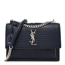 Calfskin Crocodile Embossed Medium Monogram Sunset Navy