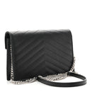 Grain De Poudre Matelasse Chevron Monogram Envelope Chain Wallet Black