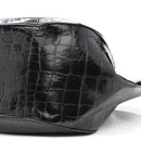 Calfskin Crocodile Embossed Greca Goddess Tote Bag Black