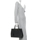 Saffiano Lux Medium Galleria Double Zip Tote Black