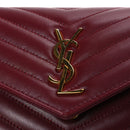 Calfskin Matelasse Chevron Monogram Envelope Chain Wallet Rouge Merlot