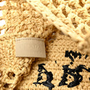 Yarn Raffia Effect Crochet Logo Embroidered Tote Bag Naturale