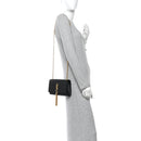 Calfskin Crocodile Embossed Small Classic Monogram Kate Tassel Satchel Black