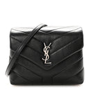 Calfskin Y Quilted Monogram Toy Loulou Crossbody Bag Black