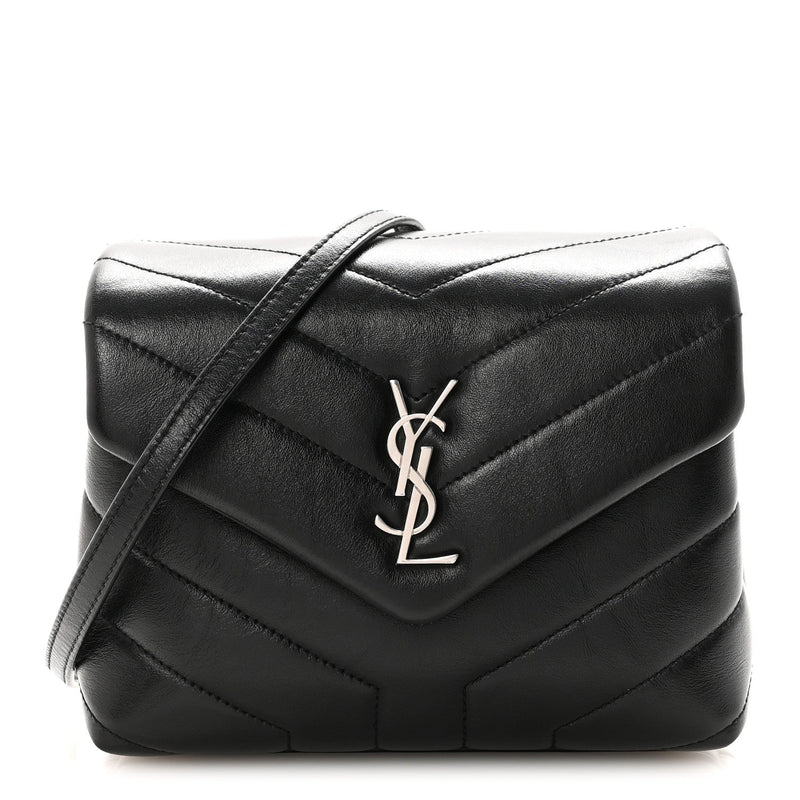 Calfskin Y Quilted Monogram Toy Loulou Crossbody Bag Black