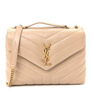 Calfskin Y Quilted Monogram Small Loulou Chain Satchel Dark Beige