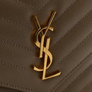 Grain De Poudre Matelasse Chevron Monogram Envelope Chain Wallet Dark Beige