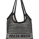 Raffia Effect Linen Logo Ivy Bag Black Natural