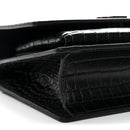 Calfskin Crocodile Embossed Monogram Sunset Chain Wallet Black