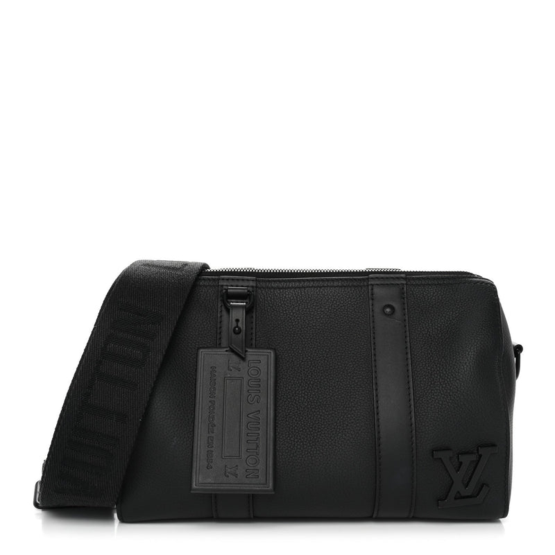 Grained Calfskin Aerogram City Keepall Black