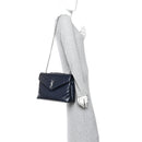Calfskin Y Quilted Monogram Medium Loulou Chain Satchel Deep Marine