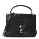 Sheepskin Matelasse Chevron Monogram Medium College Bag Black