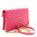 Grain De Poudre Matelasse Chevron Monogram Envelope Chain Wallet Fresh Fuchsia