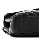 Sheepskin Matelasse Chevron Monogram Monochrome Medium College Bag Black