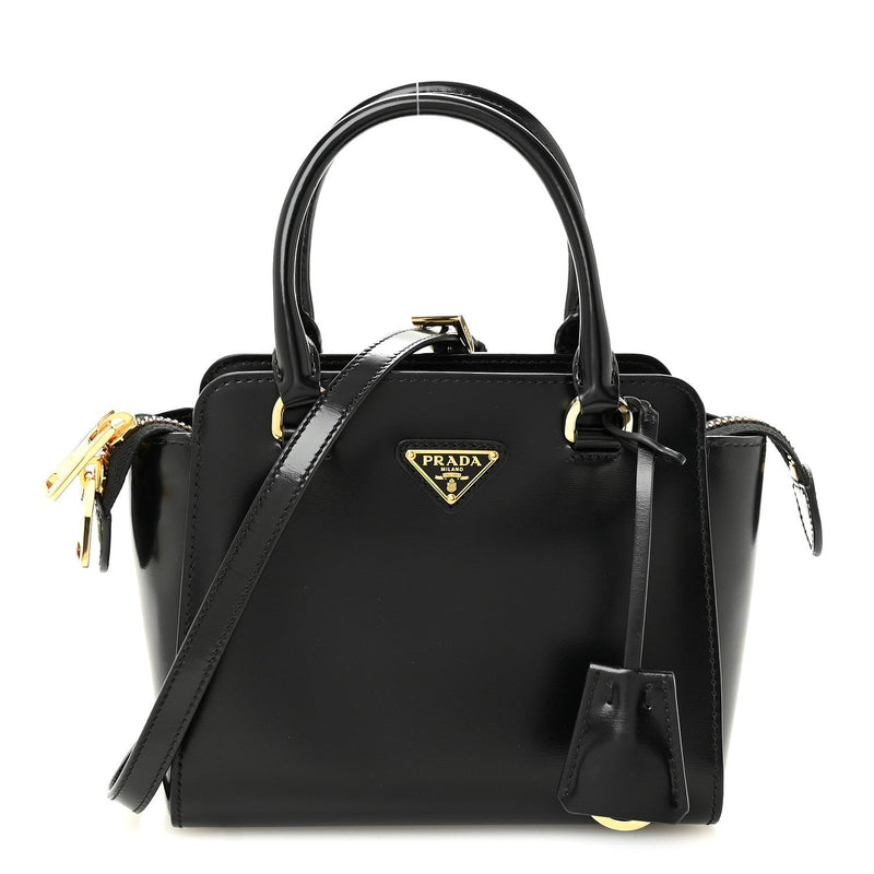 Spazzolato Mini Zippered Tote Black