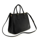 Saffiano Lux Medium Galleria Double Zip Tote Black