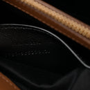 Nubuck Shearling Chevron Monogram Medium College Bag Dark Cigar Natural Beige