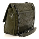 Crinkled Lambskin Matelasse Monogram Baby Niki Chain Satchel Seawood
