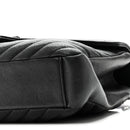 Sheepskin Matelasse Chevron Monogram Monochrome Medium College Bag Black