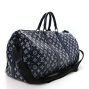 Calfskin Shadow Monogram Keepall Bandouliere 50 Ink Blue White