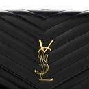 Grain De Poudre Matelasse Chevron Monogram Envelope Clutch Black
