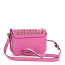 Calfskin Vinyl Small Houndstooth La Medusa Crossbody Bag  Red Fuchsia