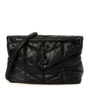 Lambskin Quilted Monogram Monochrome Medium Loulou Puffer Chain Satchel Black
