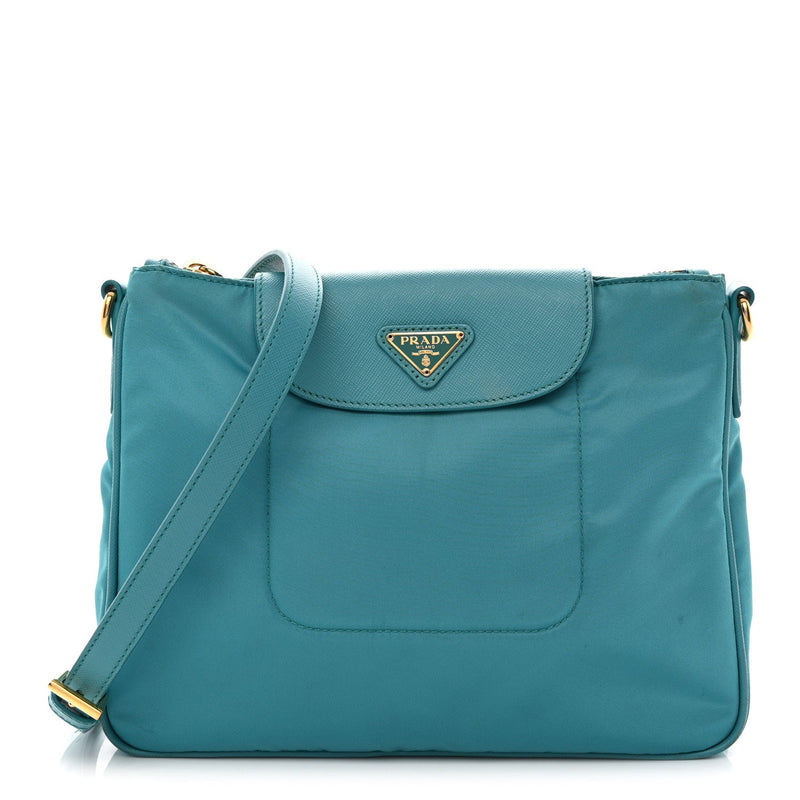 Tessuto Nylon Saffiano Crossbody Bag Turchese