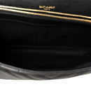 Sheepskin Matelasse Chevron Monogram Large College Satchel Black