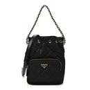 Re-Nylon Saffiano Stitched Duet Bucket Bag Black