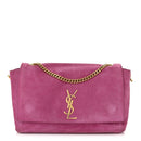 Smooth Calfskin Suede Medium Reversible Monogram Kate Satchel Rose Rubis