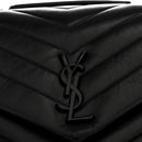 Calfskin Y Quilted Monogram Monochrome Medium Loulou Chain Satchel Black