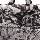 Re-Nylon Padded Printed Medium Tote Bag Black White