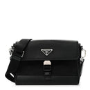 Re-Nylon Saffiano Triangle Shoulder Bag Black