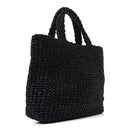 Yarn Raffia Effect Crochet Small Logo Tote Black