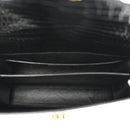 Calfskin Crocodile Embossed Medium Classic Monogram Cassandra Top Handle Black