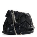 Lambskin Quilted Medium Loulou Puffer Monogram Chain Satchel Black