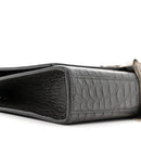 Calfskin Crocodile Embossed Medium Classic Monogram Kate Tassel Satchel Storm