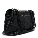 Calfskin Y Quilted Monogram Monochrome Large Loulou Chain Satchel Black