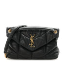 Lambskin Quilted Small Loulou Puffer Monogram Chain Satchel Black