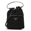 Saffiano Tessuto Nylon Mini Bucket Crossbody Bag Black