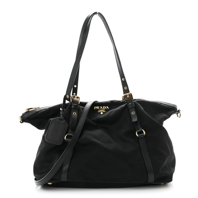 Saffiano Tessuto Nylon Shopping Tote Black
