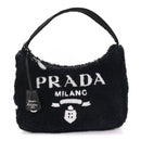 Terry Cloth Mini Re-Edition 2000 Bag Black White