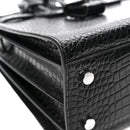 Calfskin Crocodile Embossed Baby Sac De Jour Black