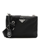 Re-Nylon Saffiano Re-Edition 2000 Double Zip Crossbody Bag Black