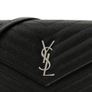 Grain De Poudre Matelasse Chevron Monogram Envelope Chain Wallet Black