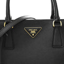 Saffiano Lux Medium Galleria Double Zip Black Black
